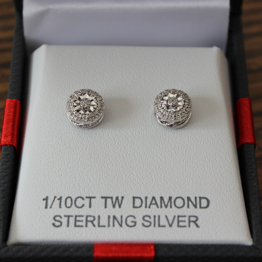 1/10 CT TW Diamond & Sterling Silver Stud Earrings